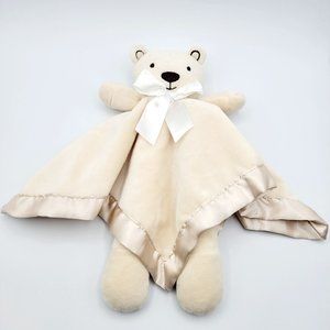 Petit Tresor of Beverly Hills Tan Bear Blanket Lovey Soft Baby Toy Satin Trimmed